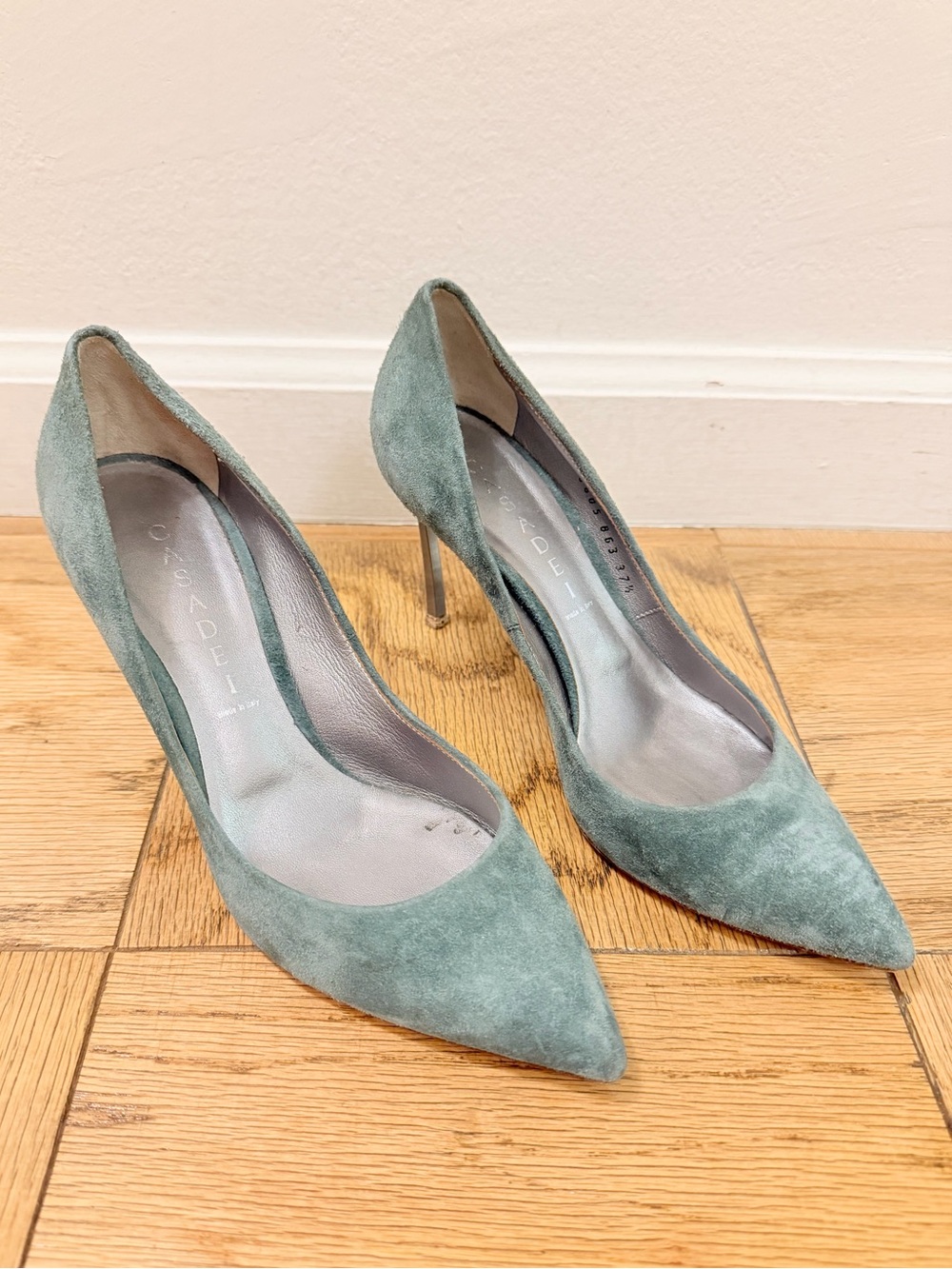 Casadei Suede Blade Pumps in Teal